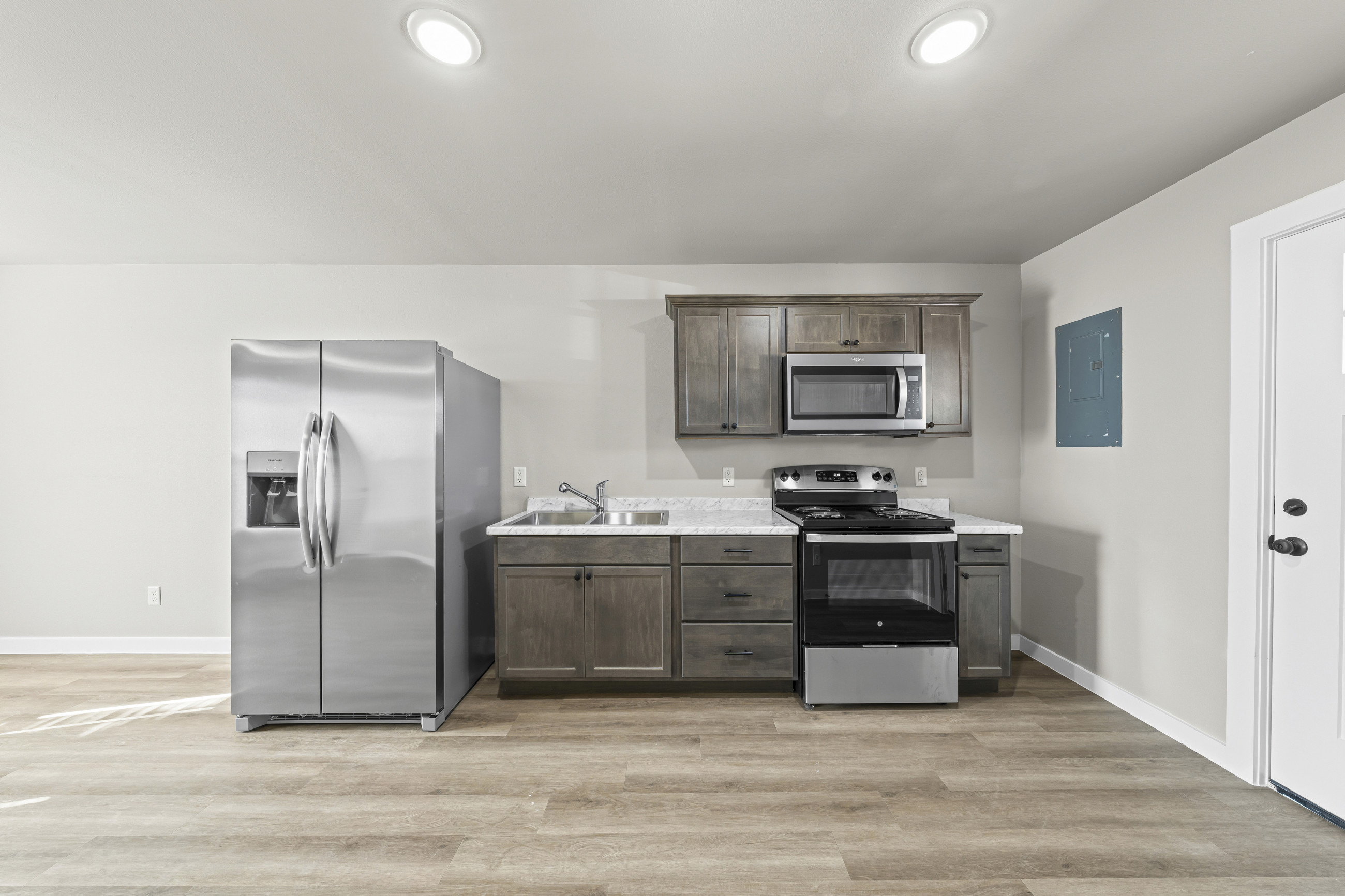 Modern kitchen with stainless appliances